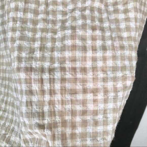 Southcott Threads Magnolia White Khaki Checkered Tee Shirt High Low Top MEDIUM - Picture 11 of 11